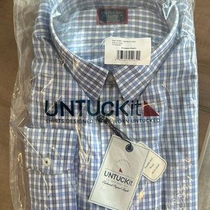 UNTUCKit X-Large regular blue white check button down long sleeve